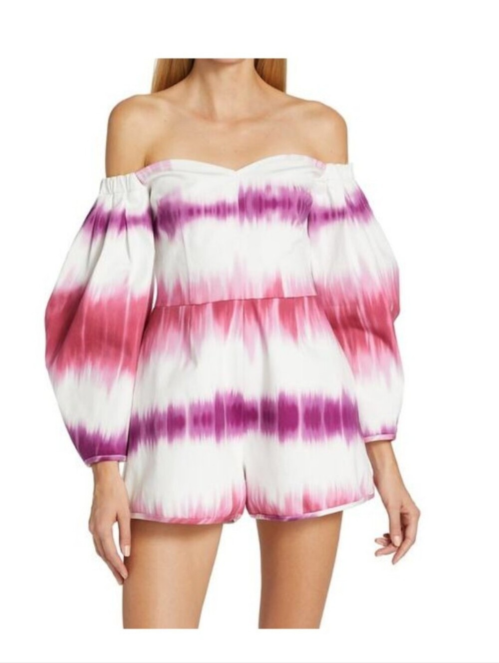 Amur Tie-Dye Off-Shoulder Romper in Pink & Purple Size 6